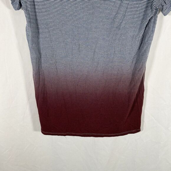 BKE Blouse Women's Small Blue Red Striped Vneck Short Sleeve Pullover - Picture 3 of 9